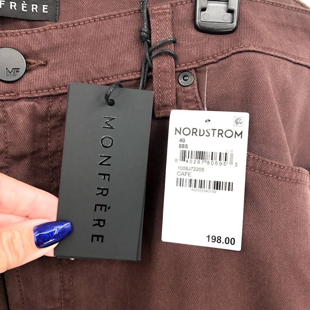 MONFRERE Men's Brando Slim Fit Jeans 40x31 Brown Cafe Straight Parisian Luxe NWT - Picture 6 of 12
